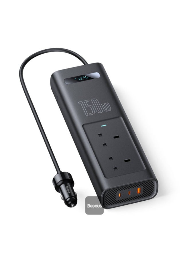 Baseus 150W 12V DC Smart Display Car Power Inverter Black 9 x 4.6 x 27 cm C00337606117-Z1 - Image 1